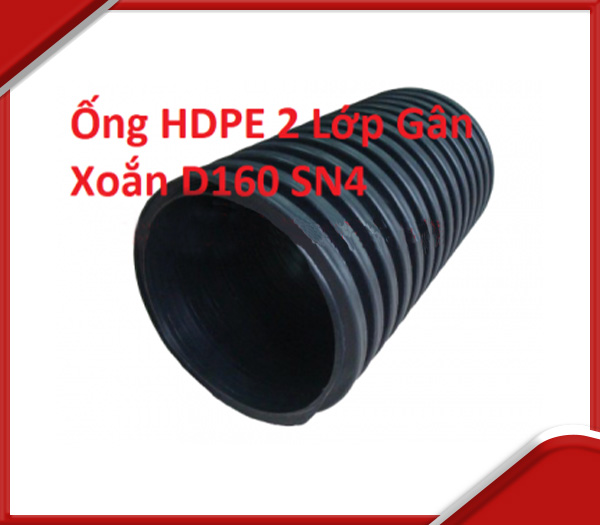 Ống HDPE 2 lớp gân xoắn D160